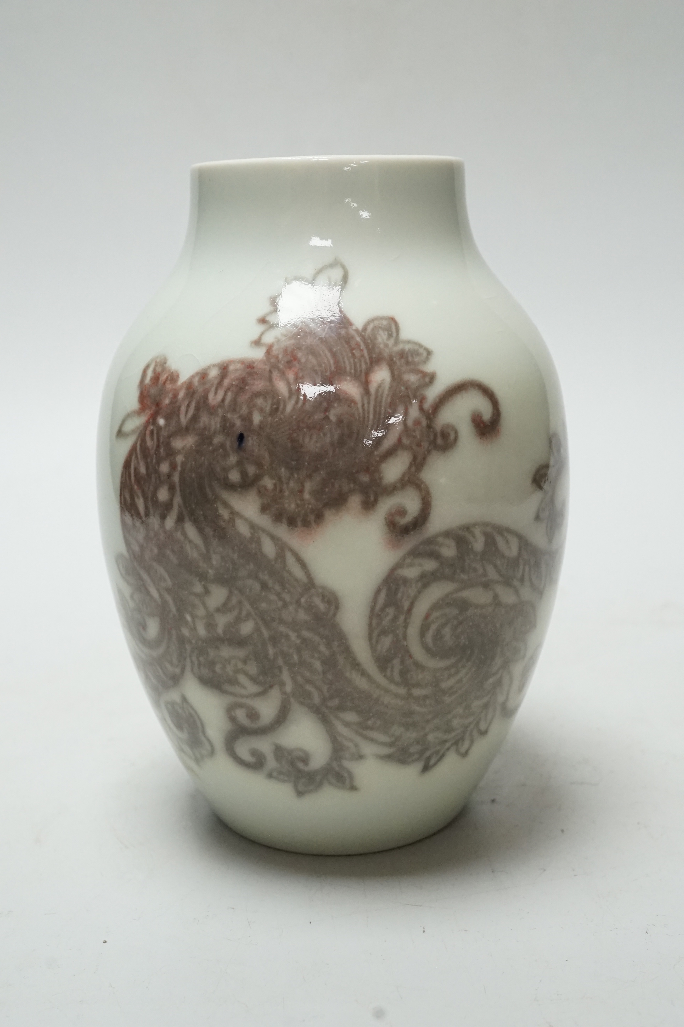 A Chinese underglaze copper red vase, 18cm high